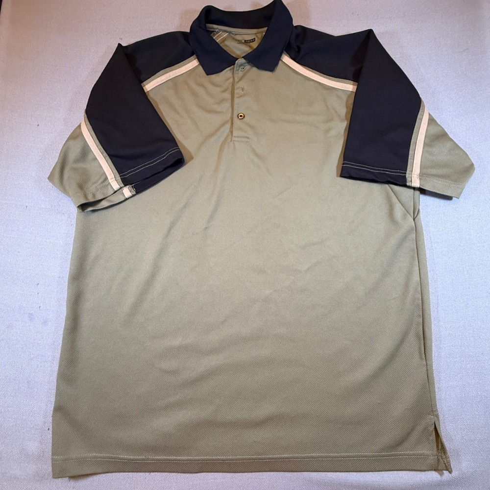 NBN Gear Performance Polo Shirt Mens XL Olive Green Black Colorblock Golf 2267